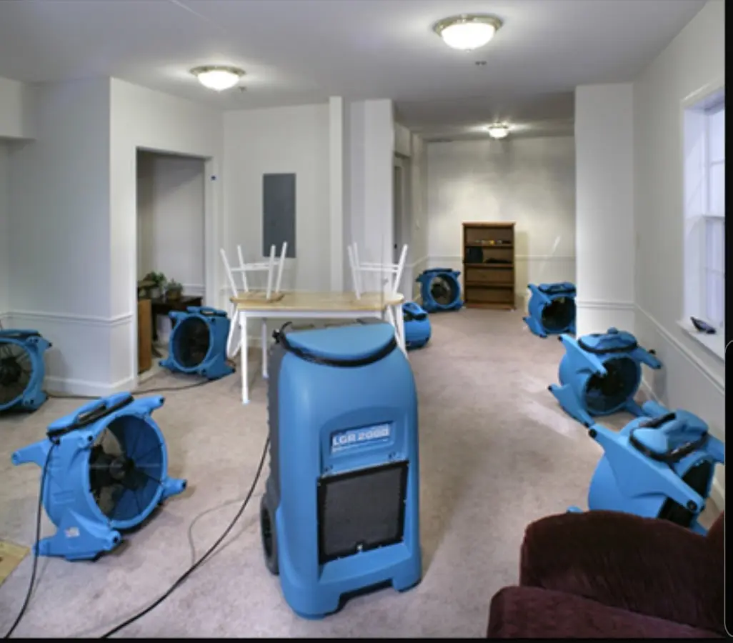 Air movers and dehumidifier setup for Water Extraction & Removal in Holyoke